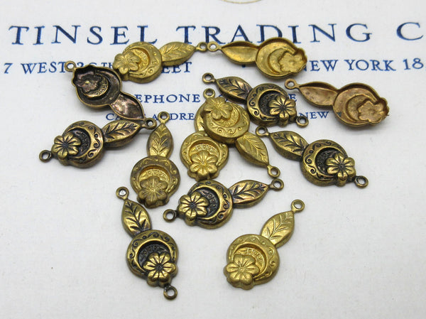 2 Shades of Gold Floral Stampings 12 Pcs