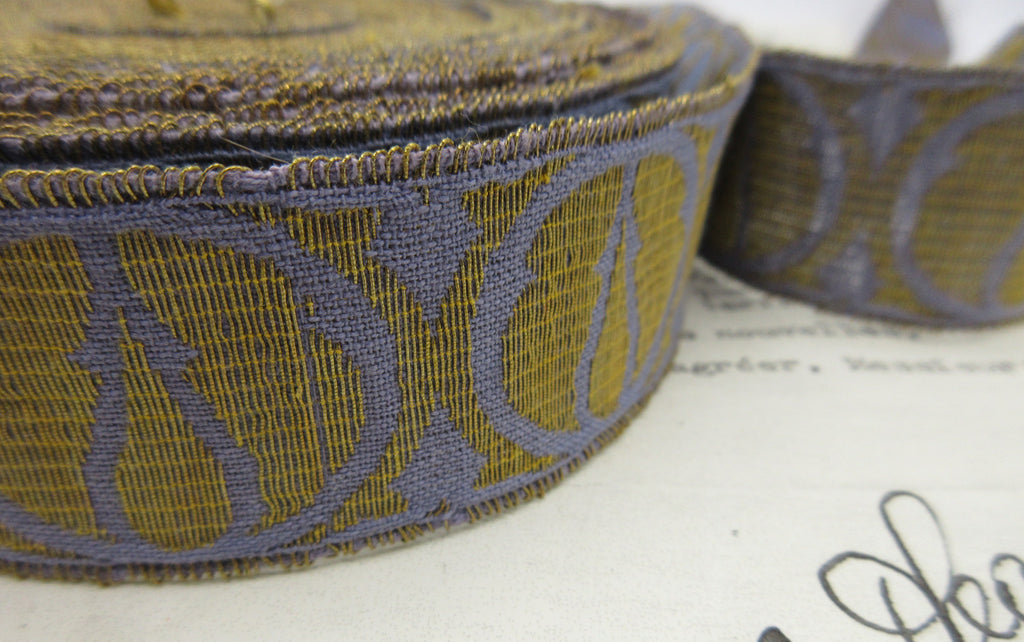 Gold/Periwinkle Metallic Galloon Trim 1 3/16"