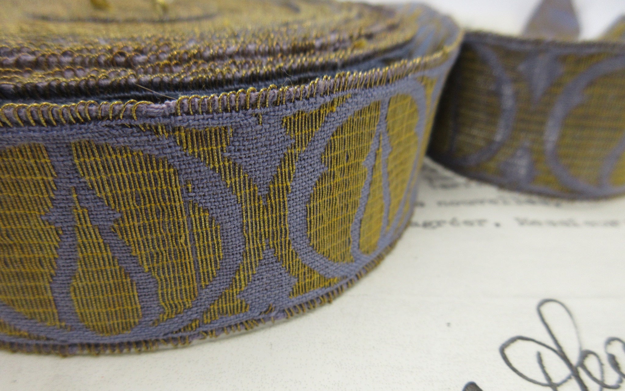 Gold/Periwinkle Metallic Galloon Trim 1 3/16"
