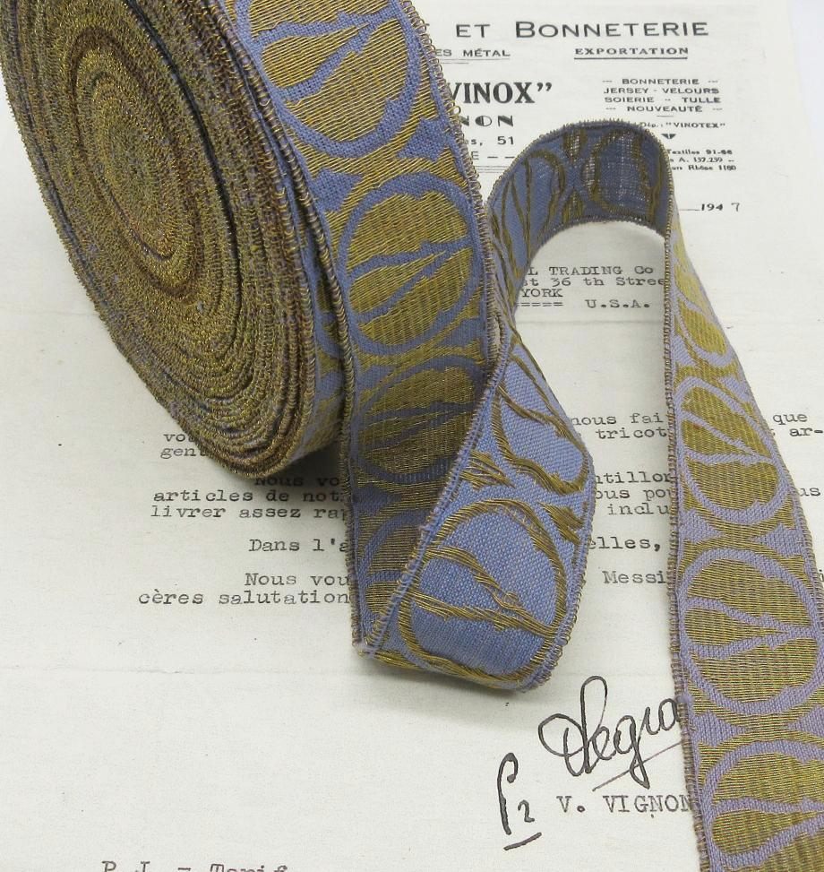 Gold/Periwinkle Metallic Galloon Trim 1 3/16"