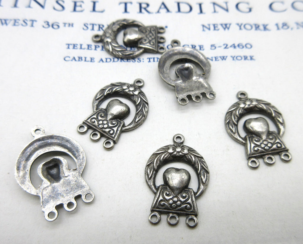 Heart/Wreath Stampings 6 Pcs