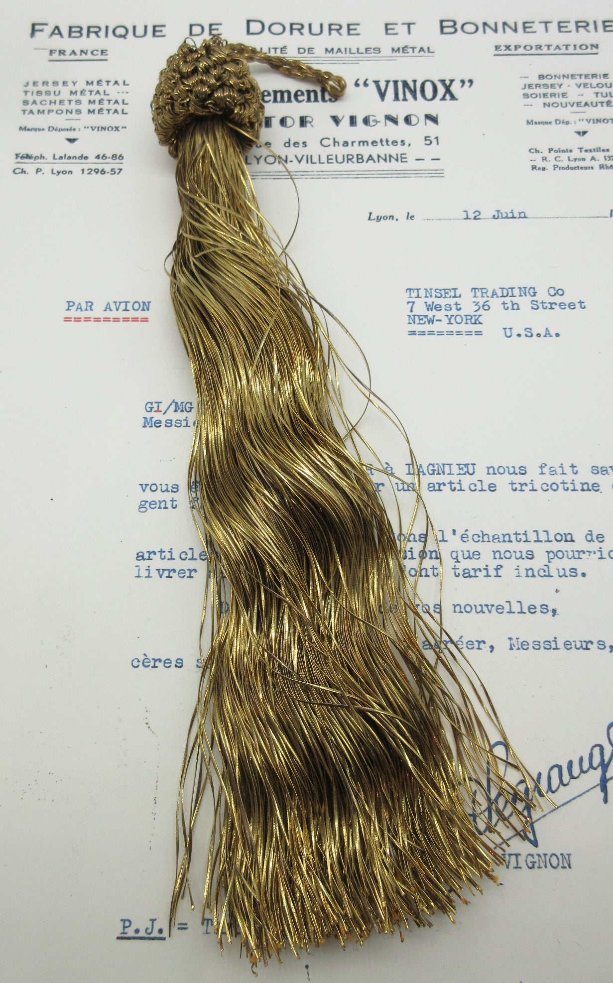 Gold Metallic Thread Tassels W/Ruffle Top 2 Sizes