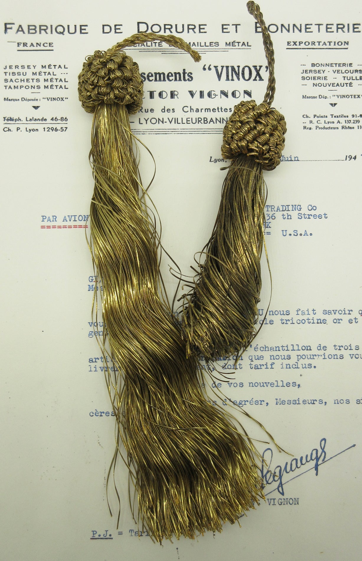 Gold Metallic Thread Tassels W/Ruffle Top 2 Sizes