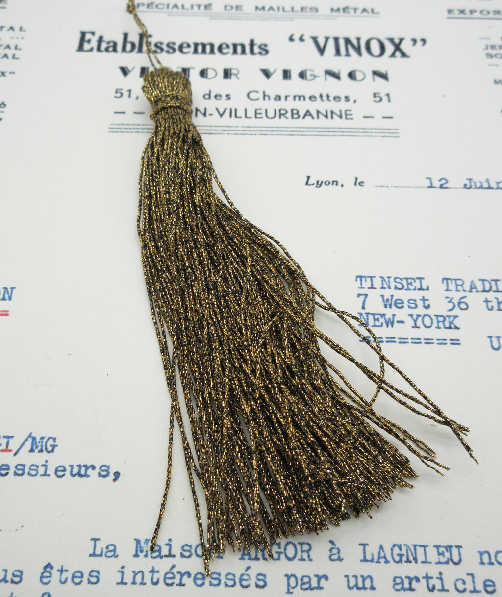 Dark Gold Metallic Twist Tassels - 3" and 4"