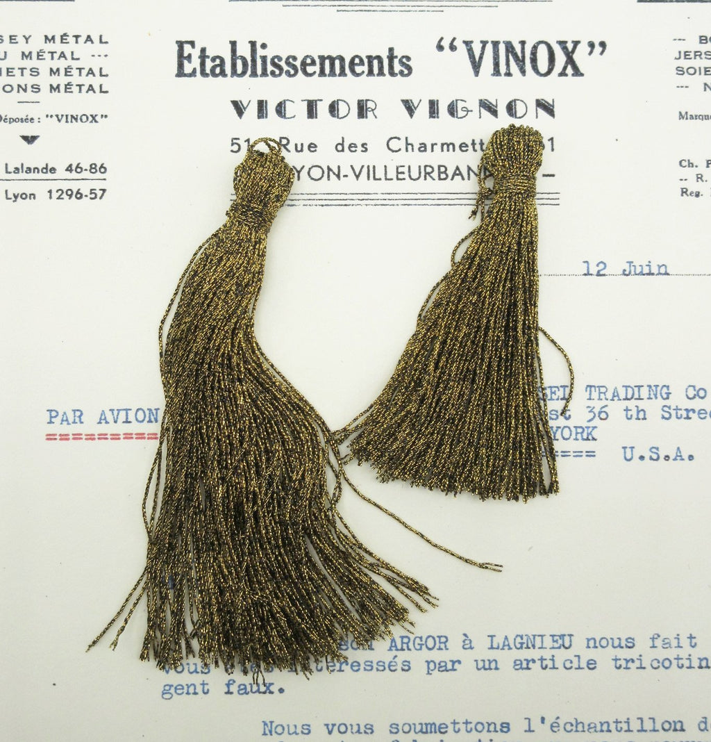 Dark Gold Metallic Twist Tassels - 3" and 4"
