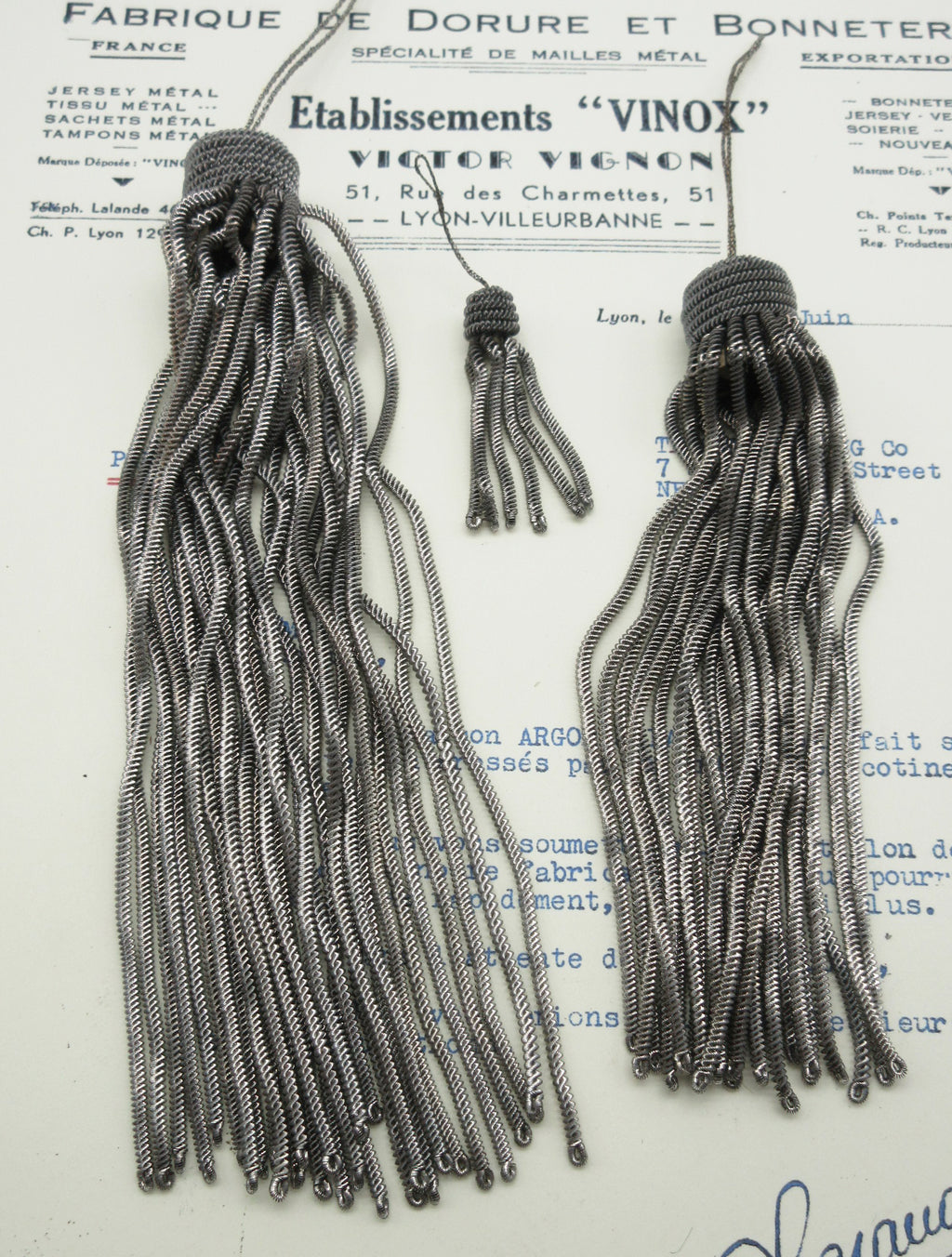 Pewter Metallic Bullion Tassels - 4 Sizes