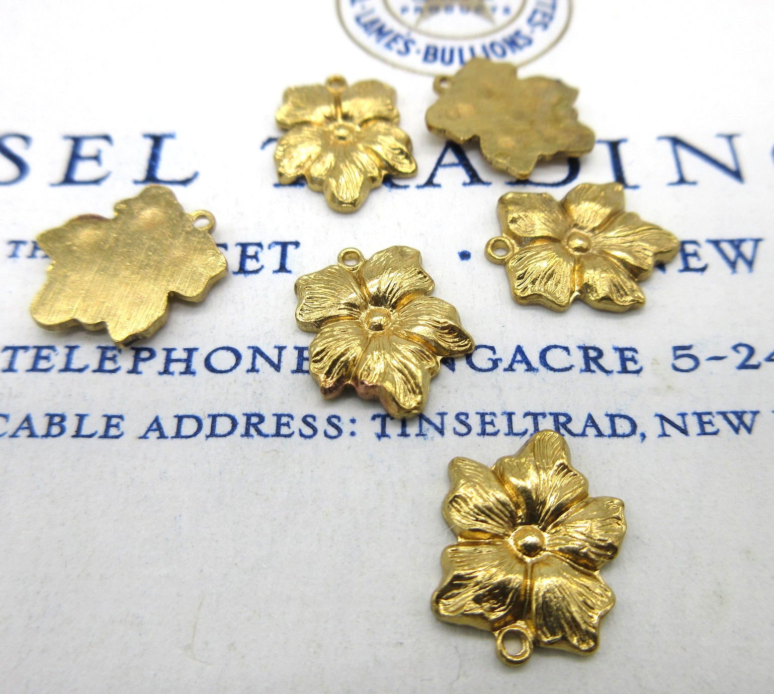 Gold Flower and Orchid Stampings 6 Pcs