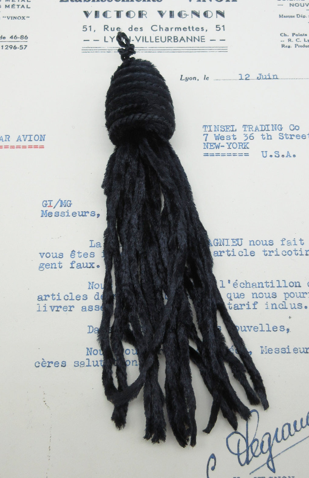 Silk Chenille Dark Navy Tassel