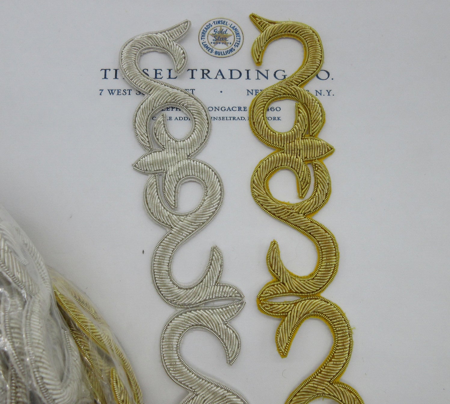 Gold, Silver Metallic Bullion Swirl Trim