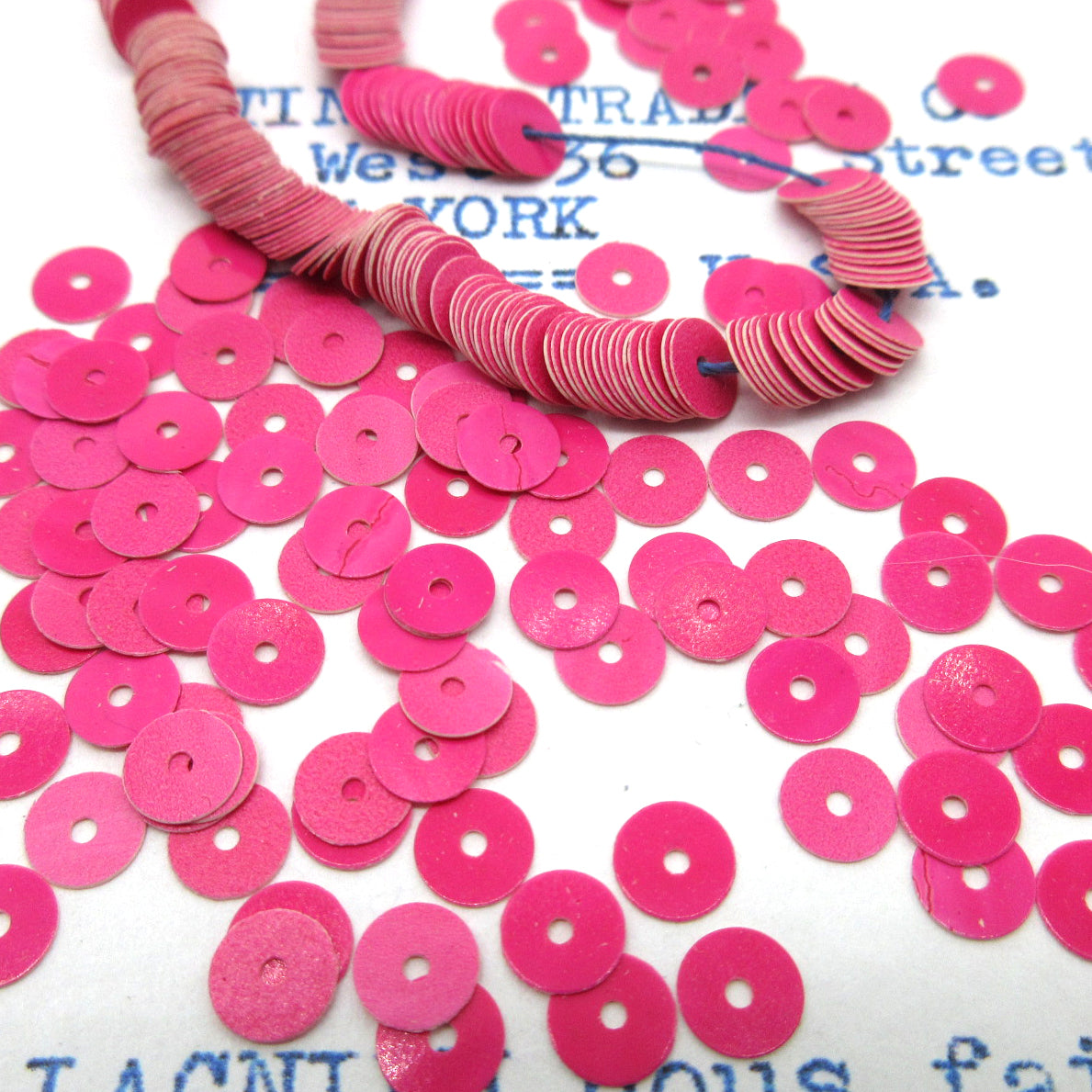 Hot Pink and Blue Flat Sequins 1 Strand 1000 Pieces