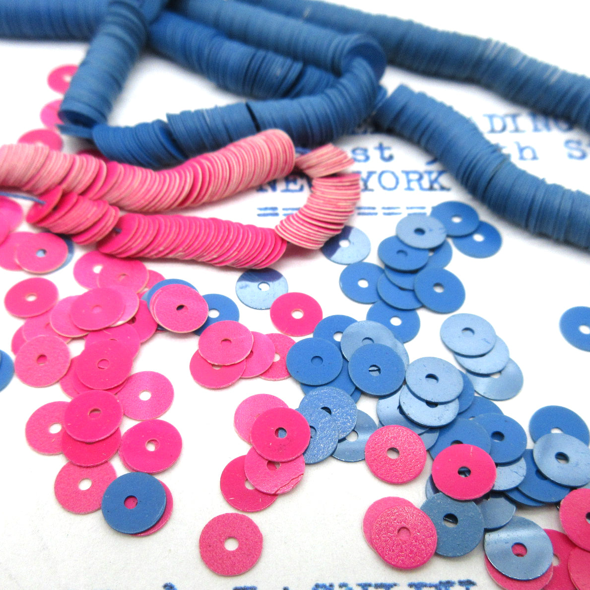 Hot Pink and Blue Flat Sequins 1 Strand 1000 Pieces