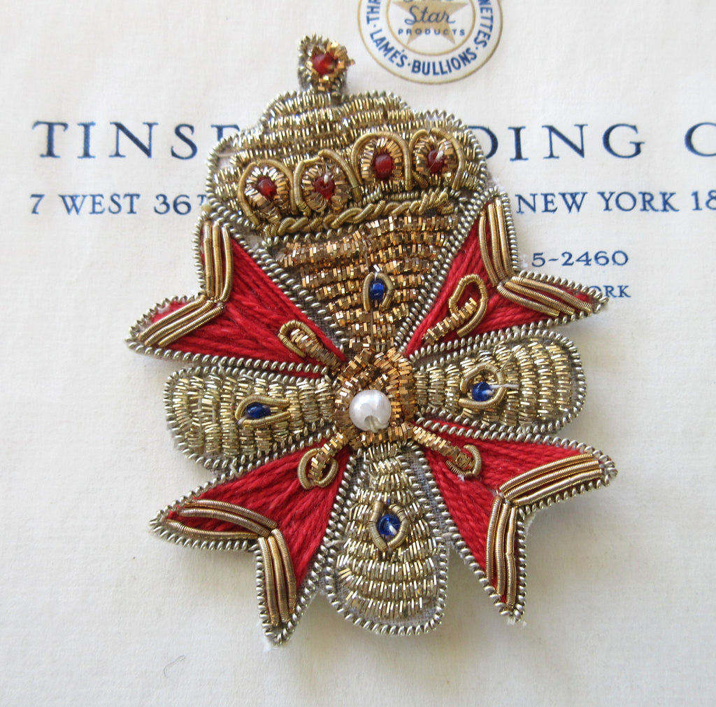 Gold/Silver/Red Bullion Crown Crest