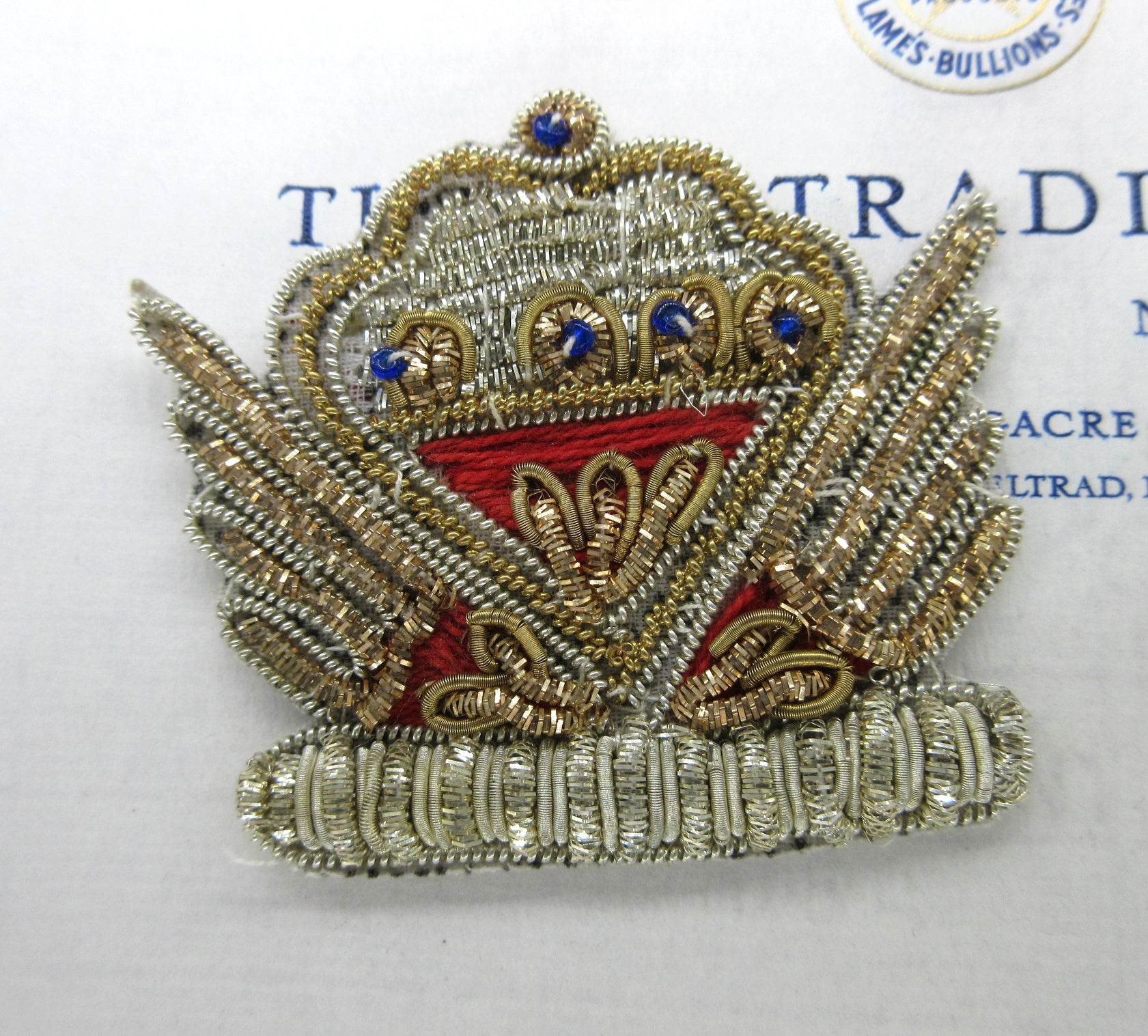 Gold/Red Crown Crest Applique