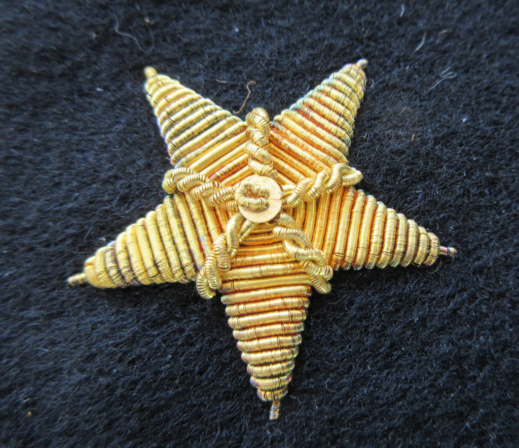 Gold Metallic Bullion Stars on Black Felt Pair