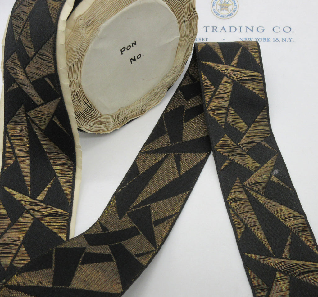 Black/Gold Deco Galloon Trim - 1 5/8"