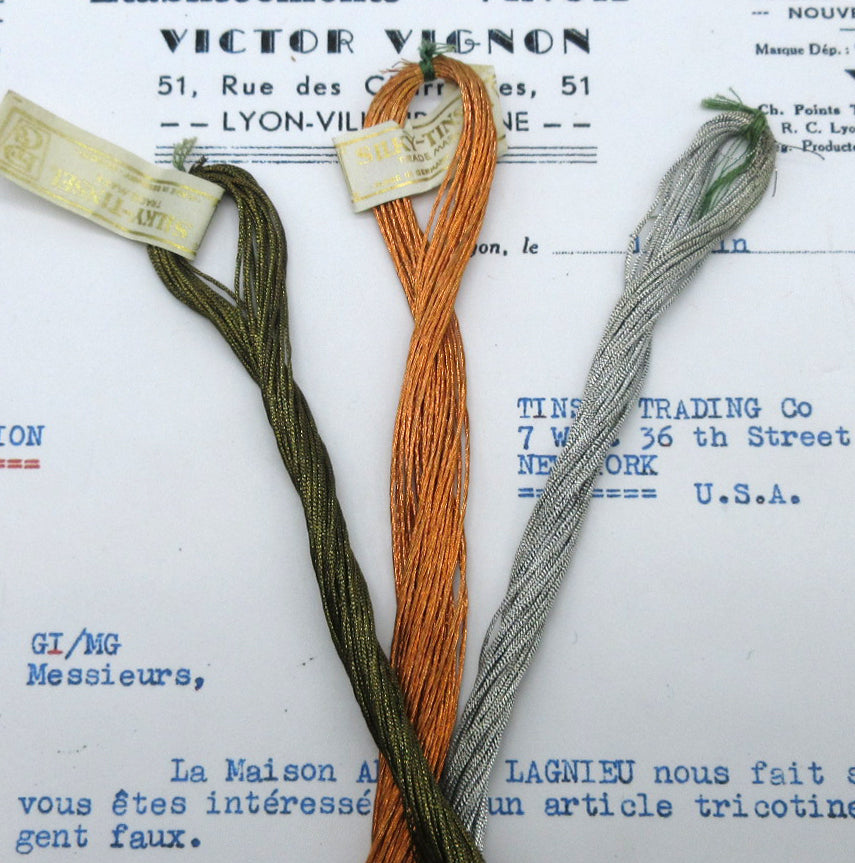 8 ply French Metallic Thread - 3 Colors