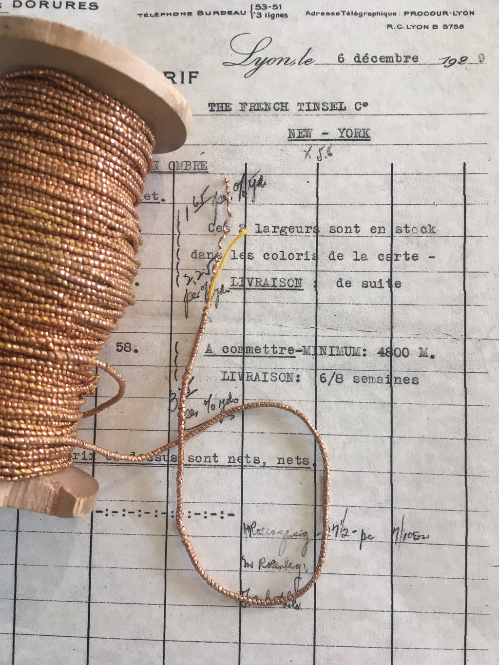 4 Yards Copper Metallic Beadette Cord 1/16"