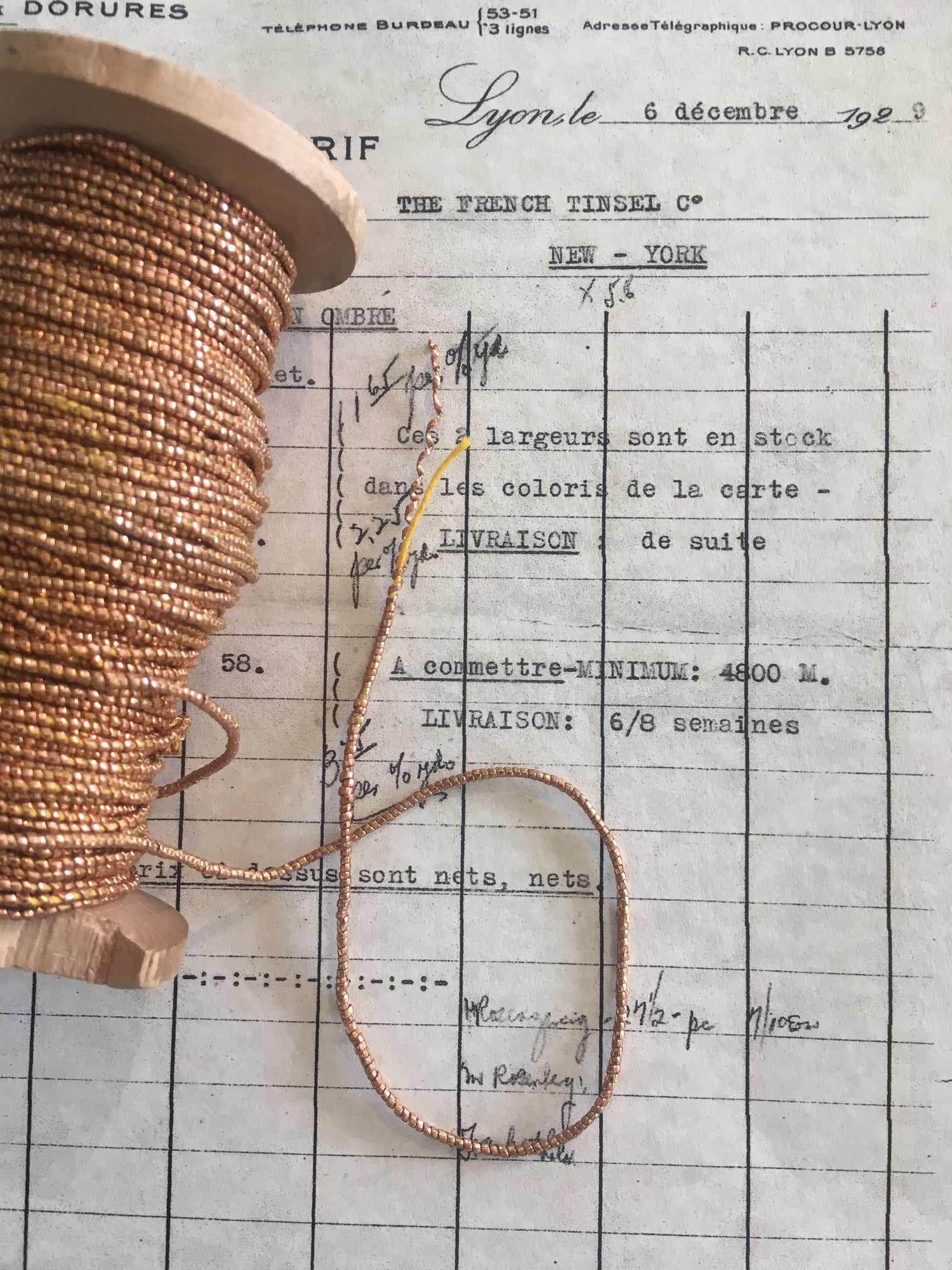 4 Yards Copper Metallic Beadette Cord 1/16"