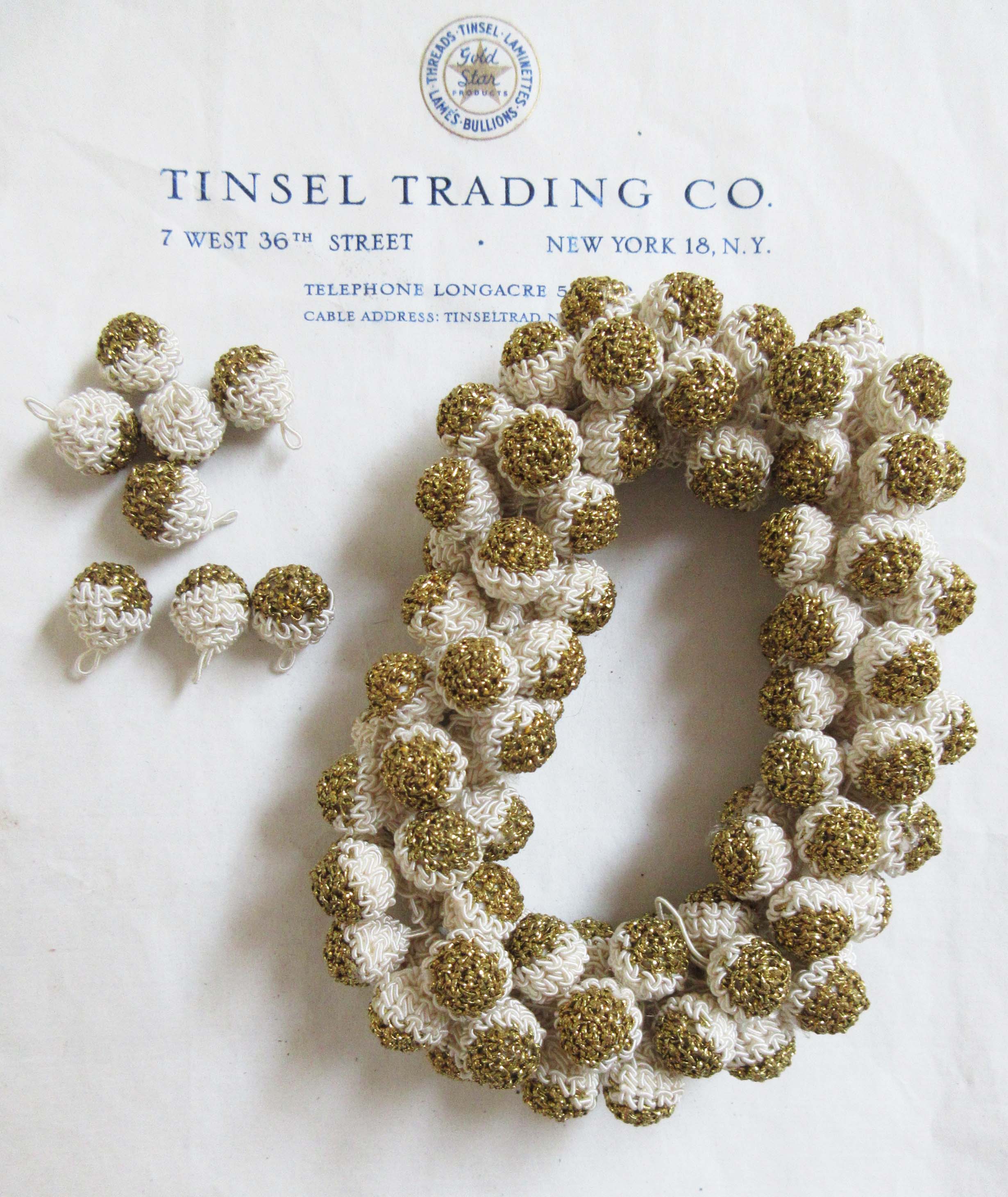 Cream Crochet W/Metallic Button - 8 pcs