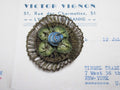 Dark Gold Rosette W/Blue Rosebud Applique
