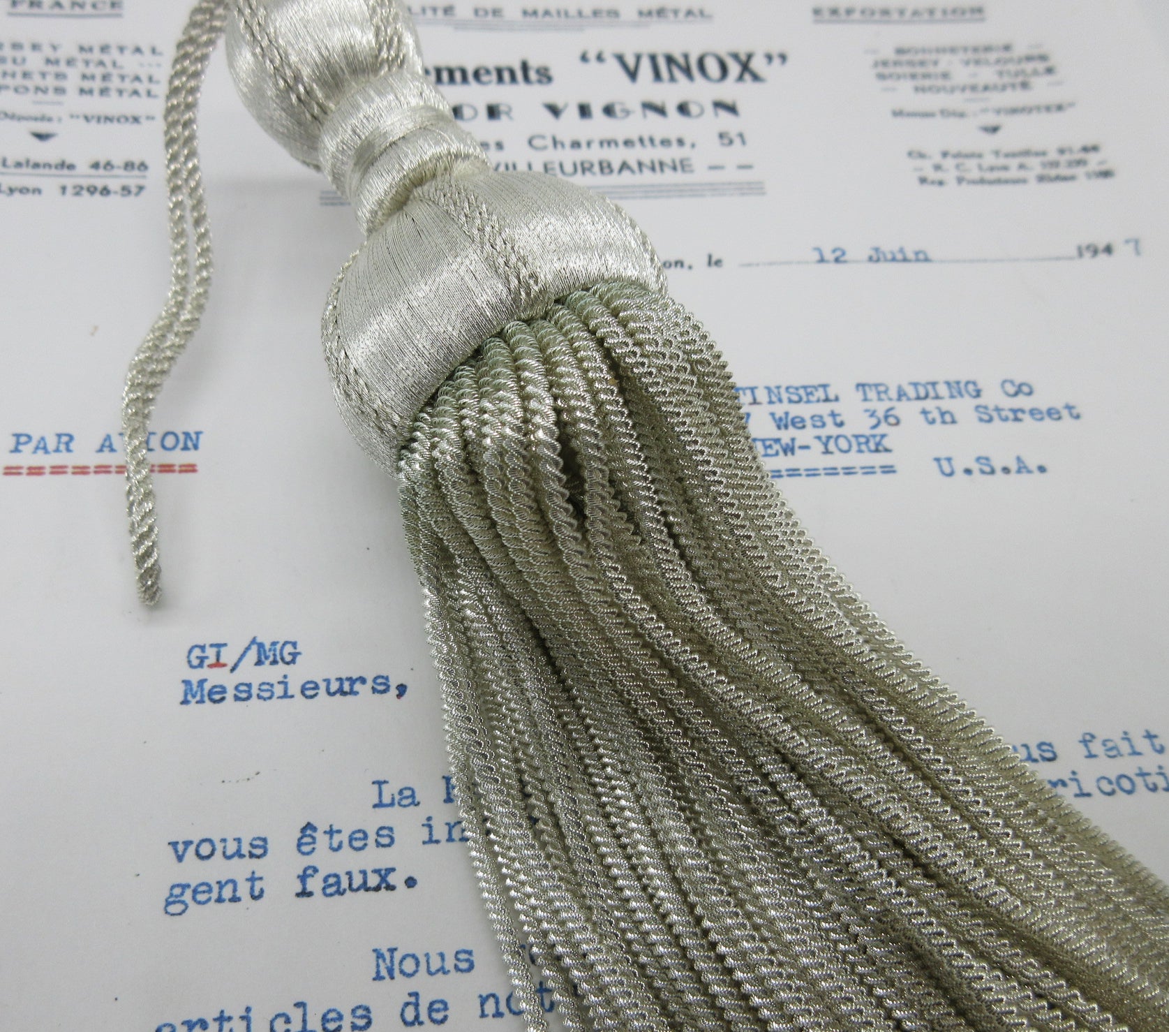 Fancy Silver Bullion Tassel 6"