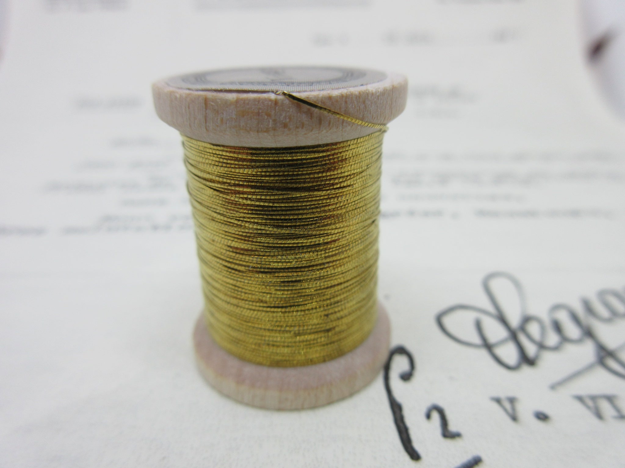 Antique French Metallic Gold Very Fine Oval Tinsel