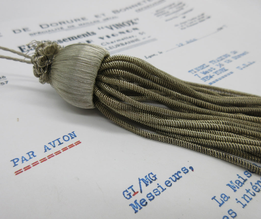 Silver Bullion Tassel W/Woven Top