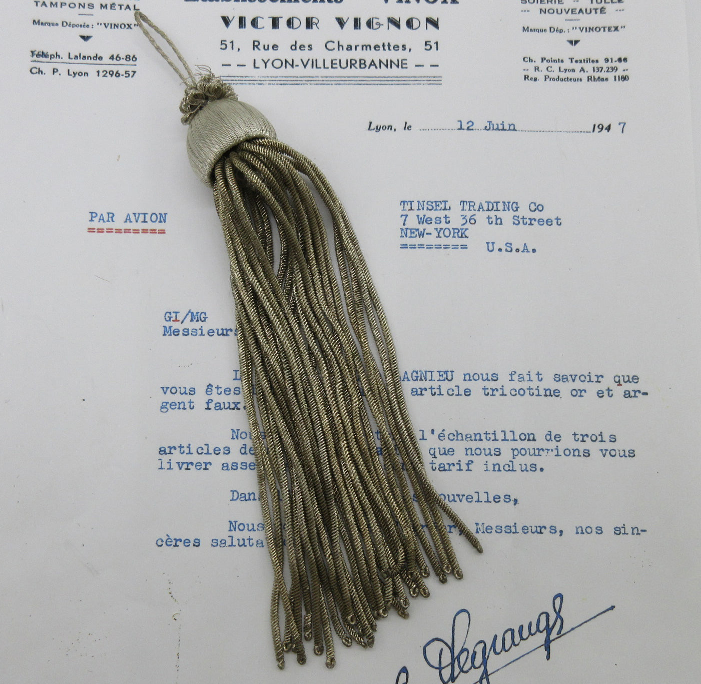 Silver Bullion Tassel W/Woven Top