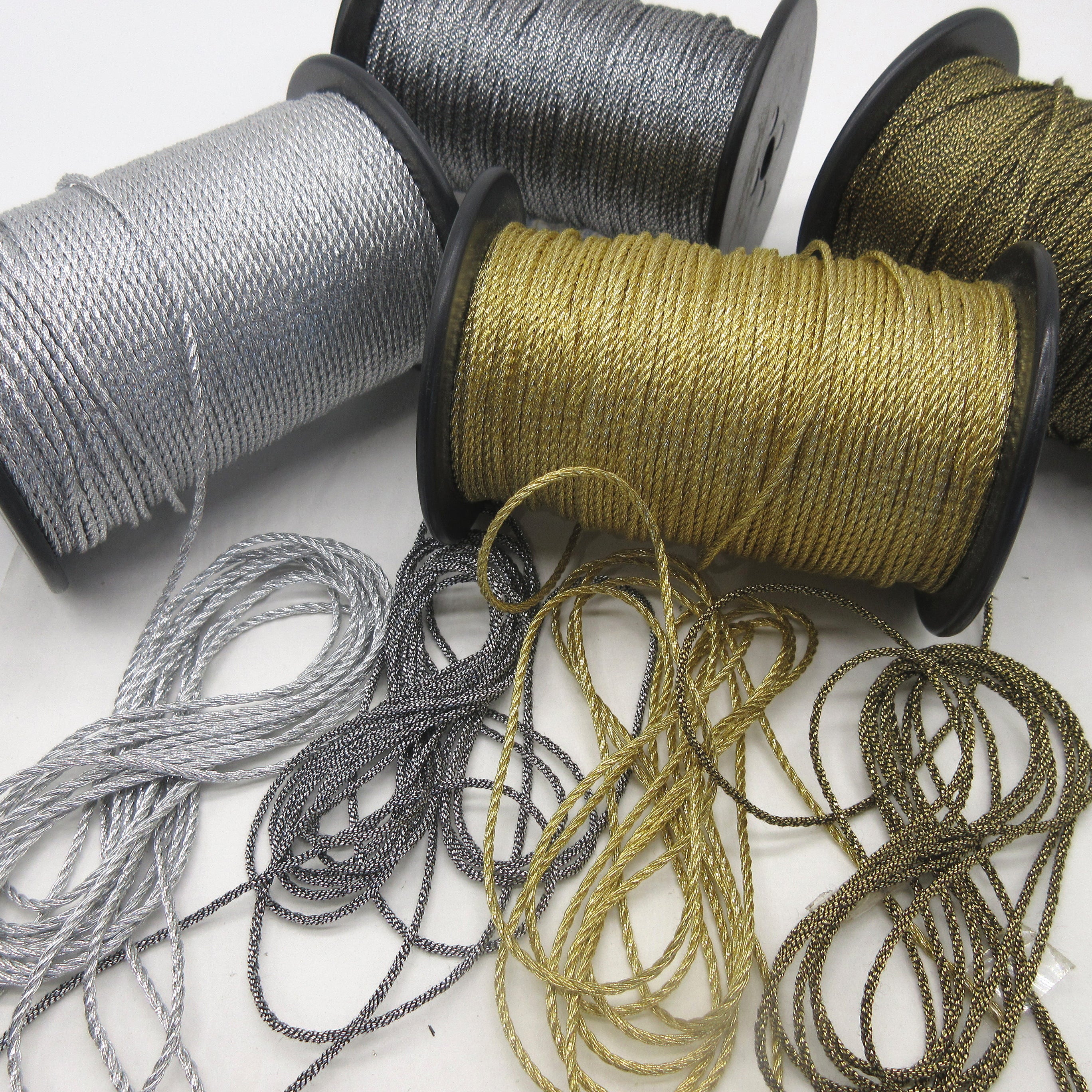 Gold Silver Metallic Cord  3/32" 3 Yards