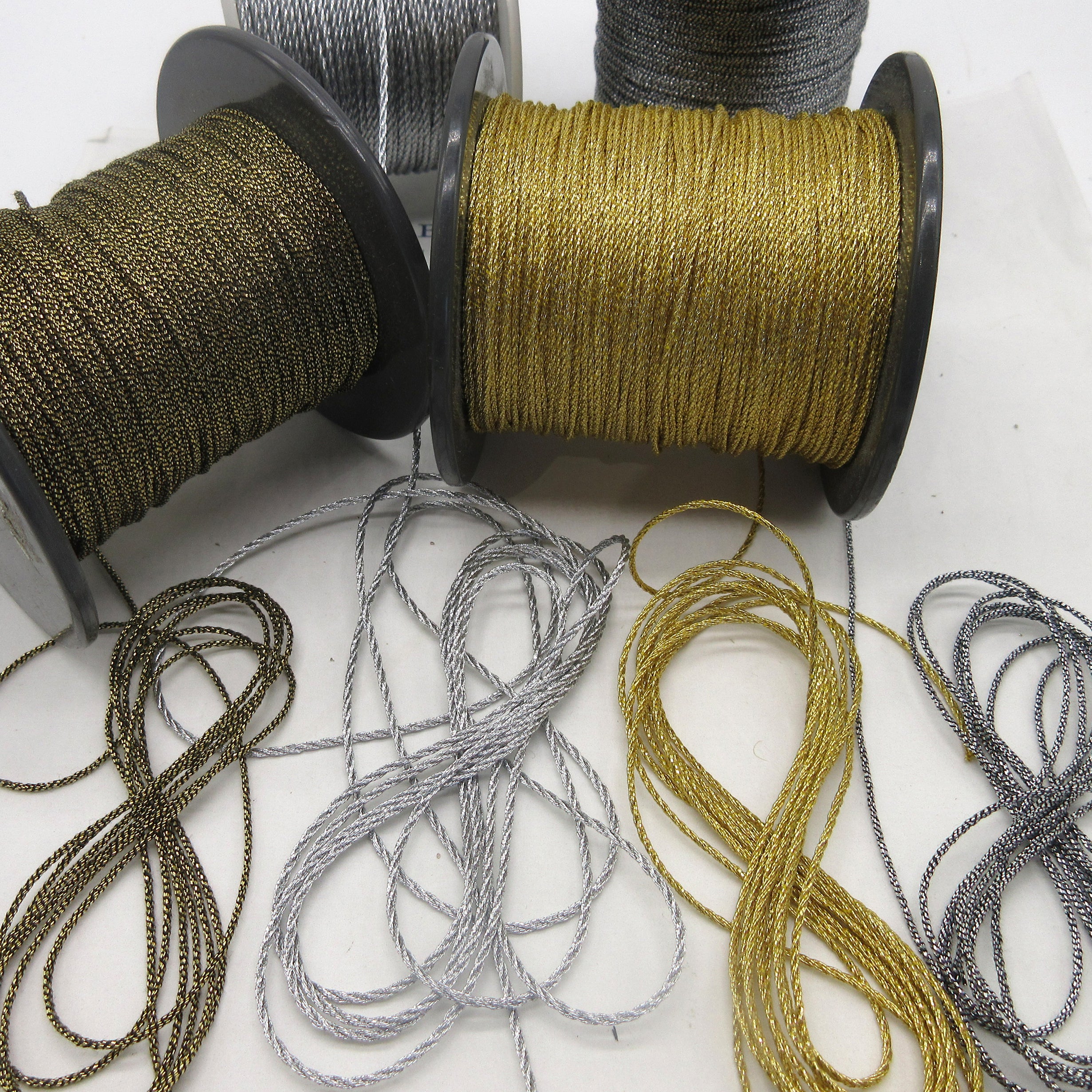 Gold Silver Small Metallic Cord 1/16" 3 Yards