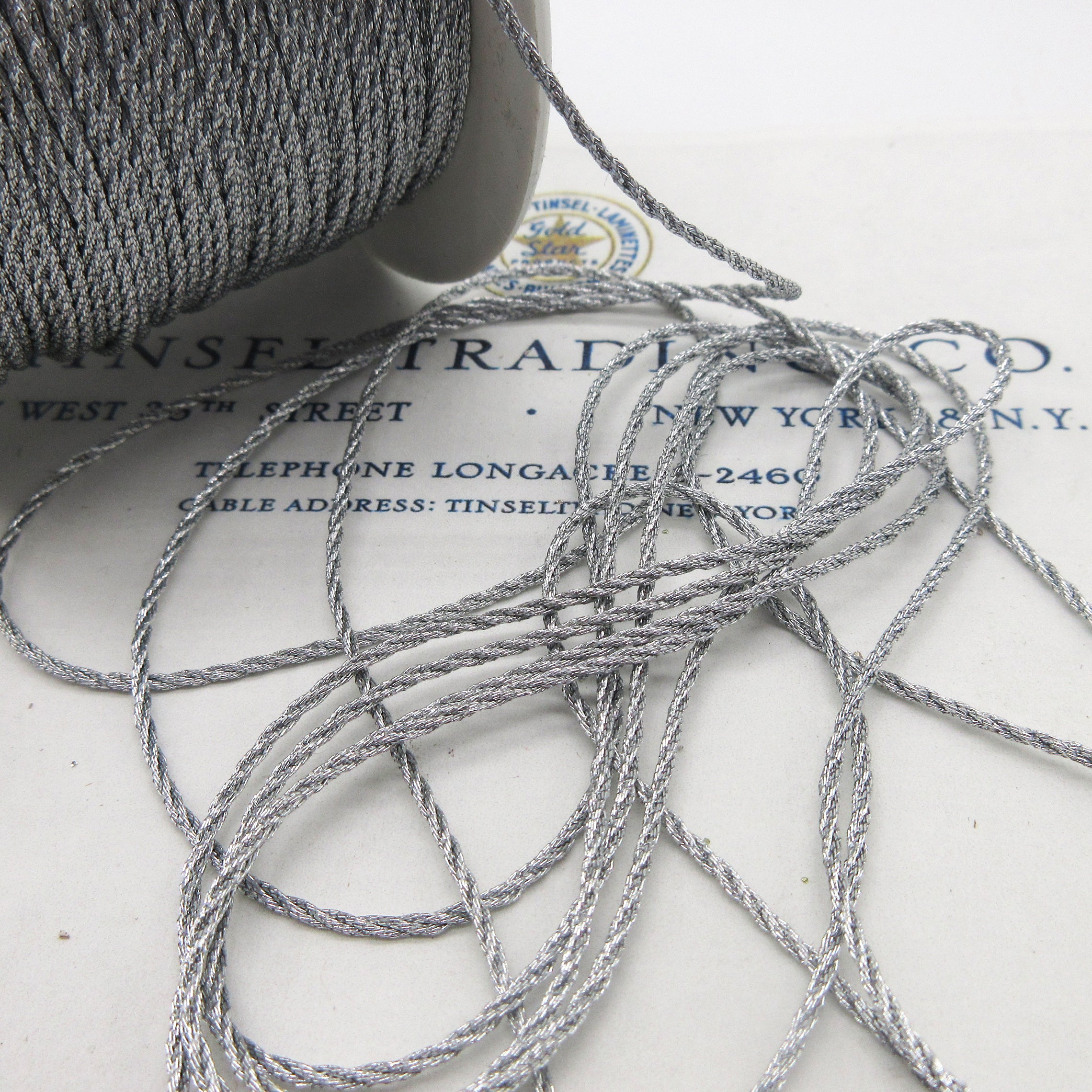 Gold Silver Small Metallic Cord 1/16" 3 Yards