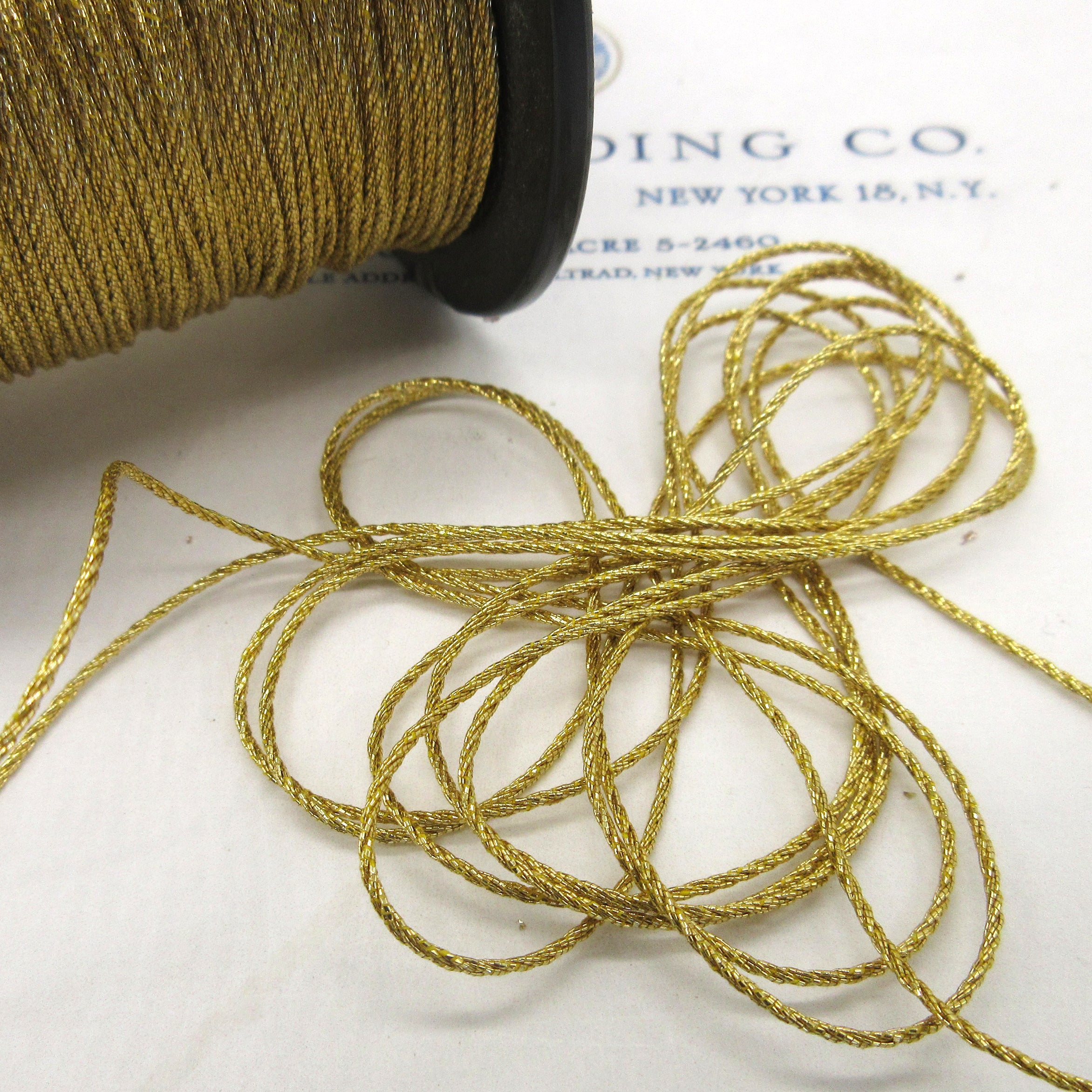 Gold Silver Small Metallic Cord 1/16" 3 Yards
