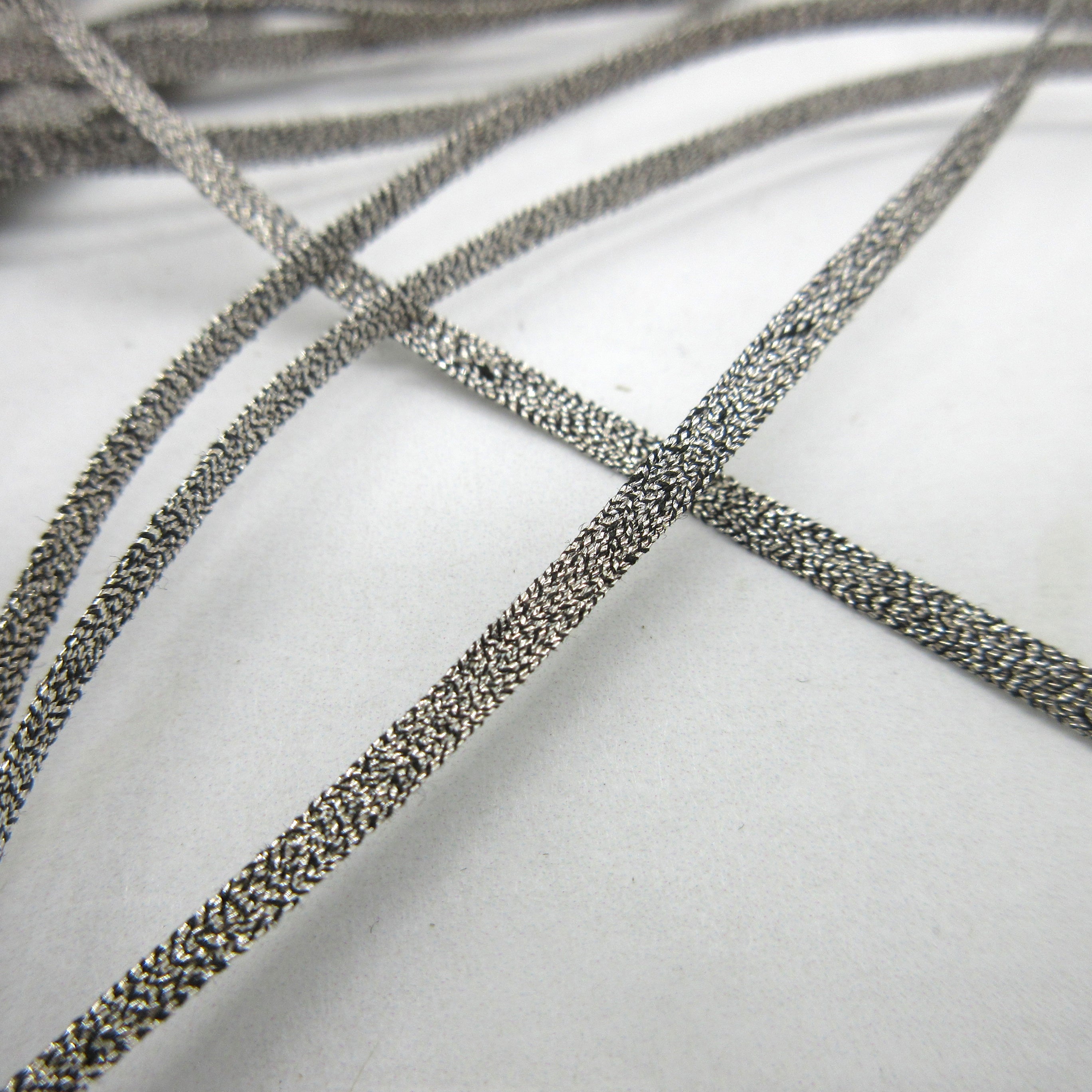 Dark Silver Metallic Mesh Trim 1/8" 2 yards
