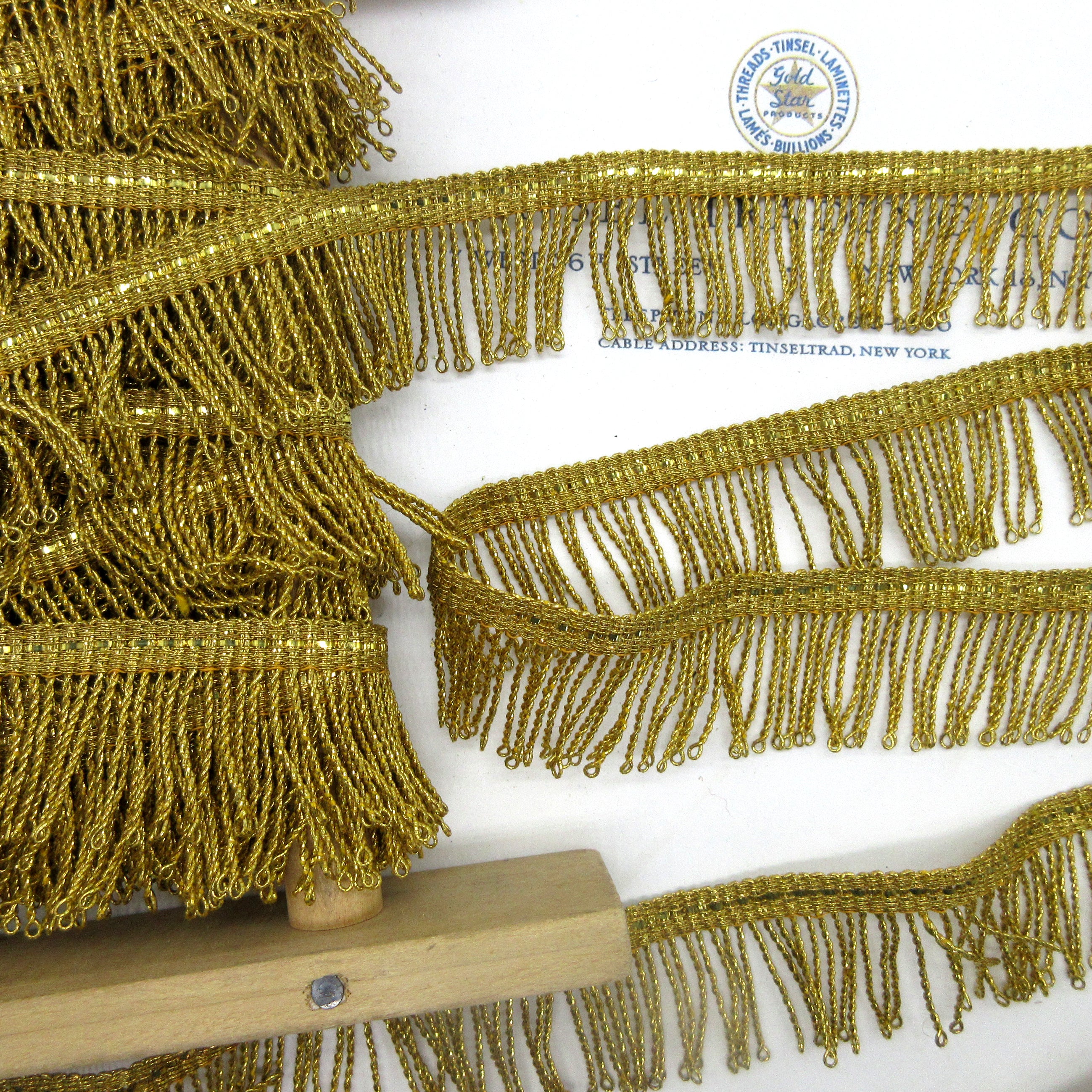 Gold Metallic Twist Fringe 1"