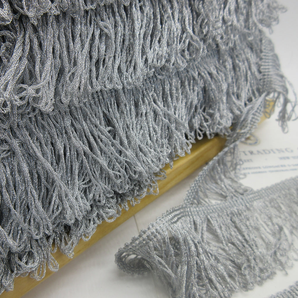 Silver Metallic Loop Fringe 2"