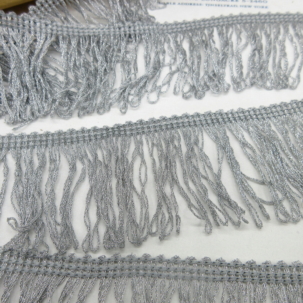 Perial Co Metallic Silver Fringe Trim Sold by the Yard 12in Wide