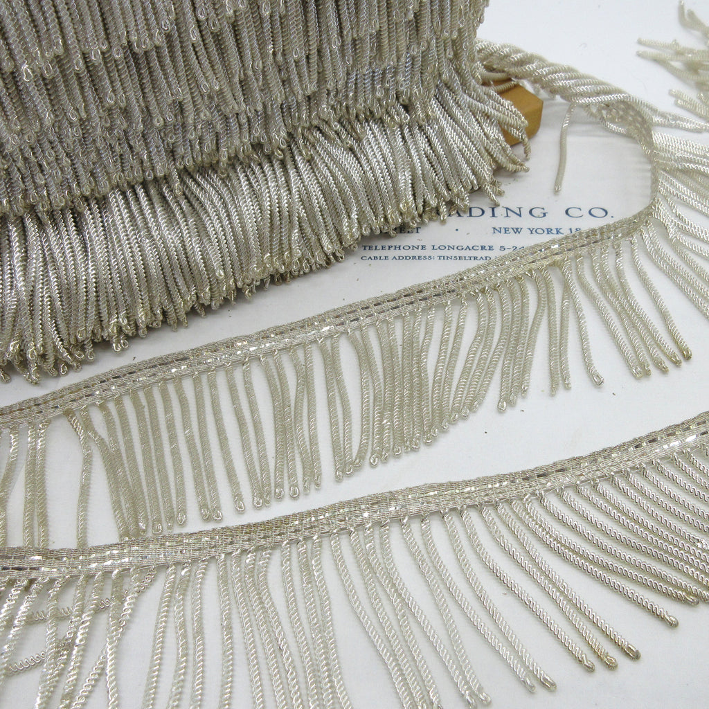 Perial Co Metallic Silver Fringe Trim Sold by the Yard 12in Wide