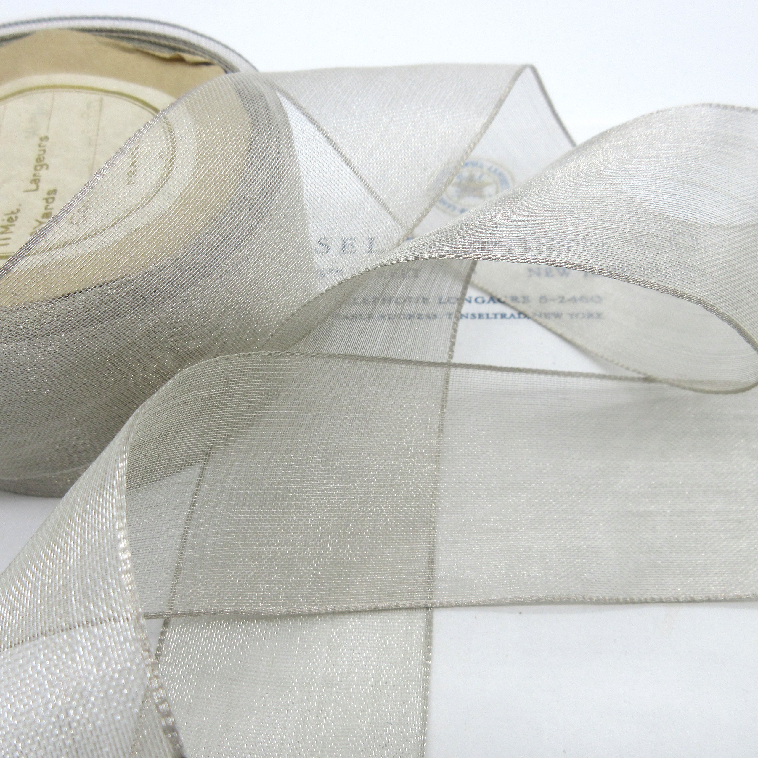 Silver Metallic Sheer Gauze Ribbon 1 5/8"