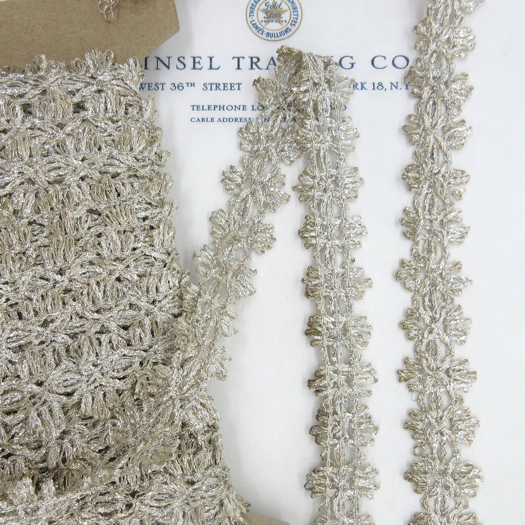 Decorative Starburst Silver Metallic Trim 1"