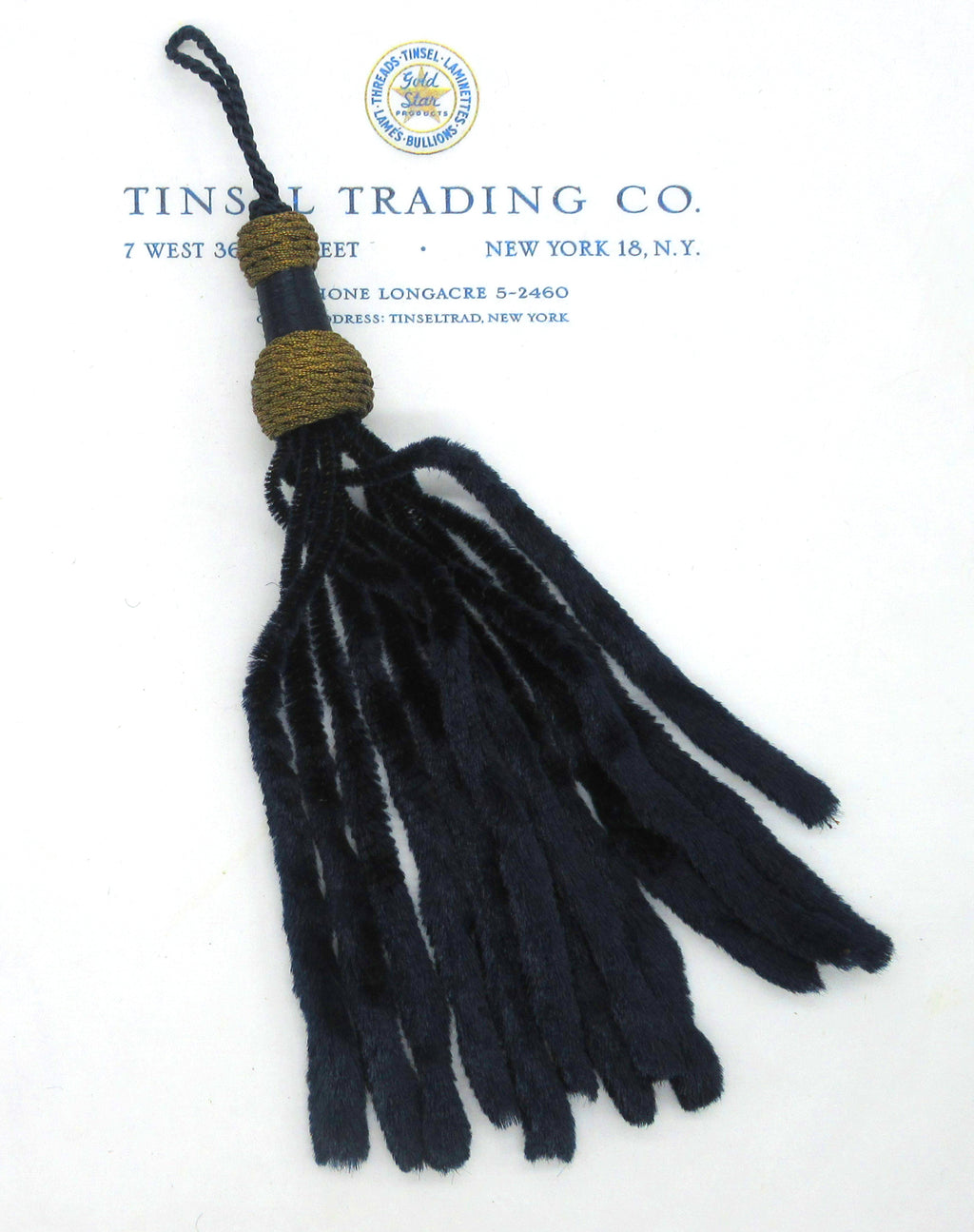 Silk Chenille Navy & Gold Metallic Tassel