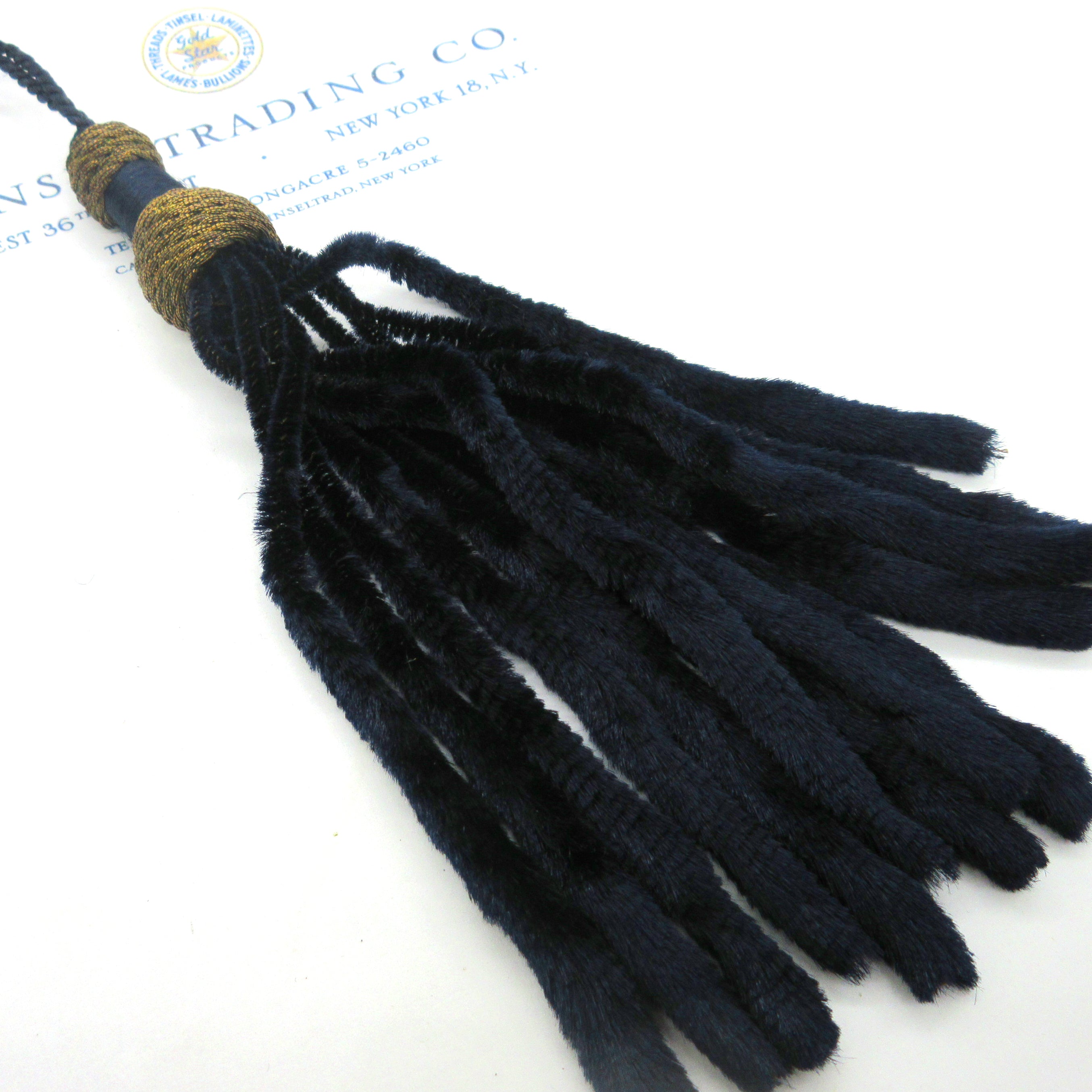 Silk Chenille Navy & Gold Metallic Tassel