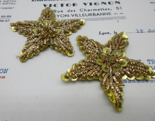 Pair Gold and Silver Bullion, Sequin 5 Point Stars - 5 sizes