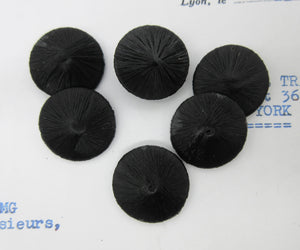 Black Silk Button Embellishments - 7/8" 6 pcs