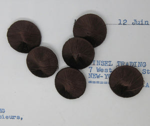 Brown Silk Button Embellishments - 7/8" 6 pcs