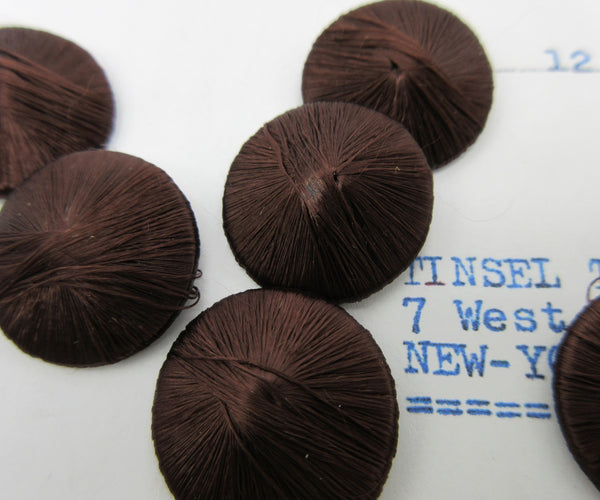 Brown Silk Button Embellishments - 7/8" 6 pcs