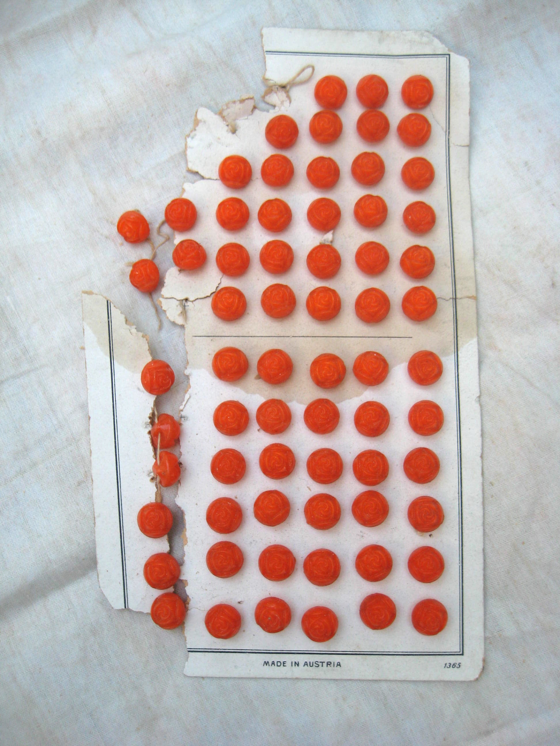 Orange Rose Glass Button 1 Doz