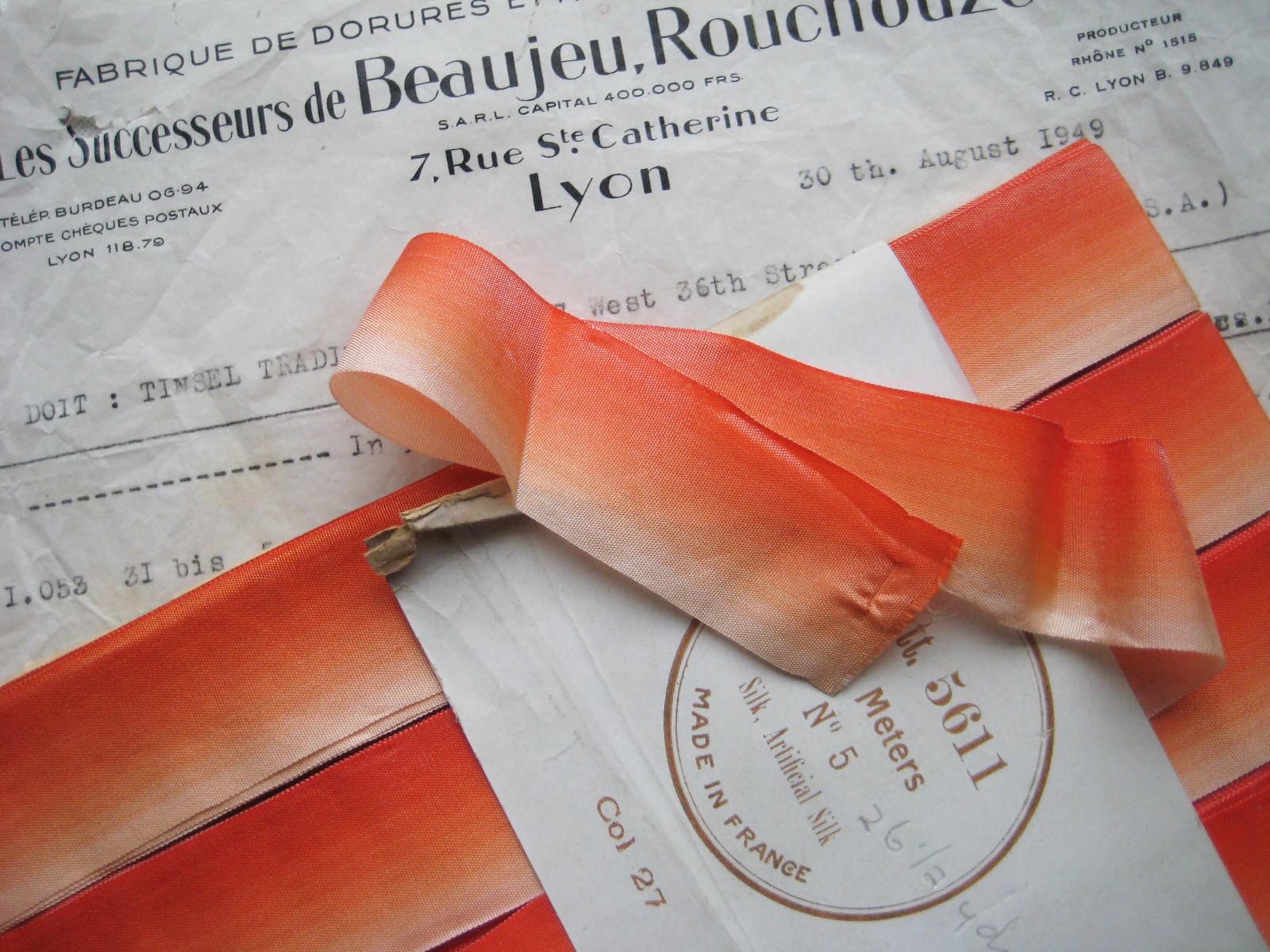 French Orange Ombre Silk 1"