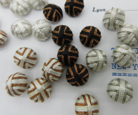 Metallic/Rayon Twisted thread Button Embellishments - 7/16" 6 Pcs