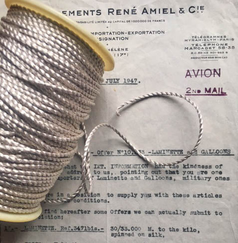 2 yards Silver Metallic Cord 1/8"