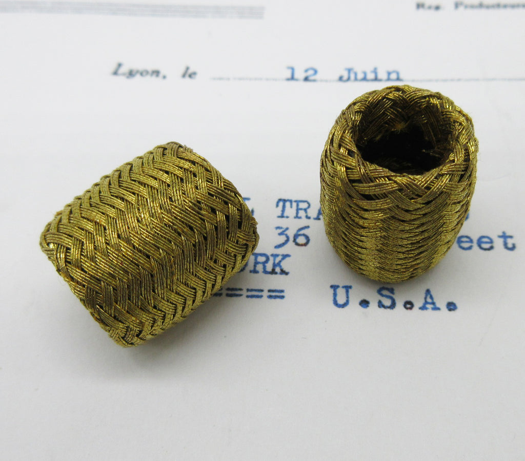 Metallic Thread Woven Barrel Bobbles Asst Colors 2 Pcs
